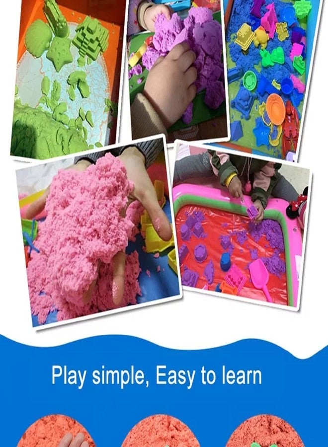GALV Magic Moving Activity Sand Play Set for Children, Clay Sand Toys with Multiple Moldable Indoor/Outdoor Play Sand, Shaping Molds, Inflatable Sandbox & Storage Bucket [1kg] - Image 5